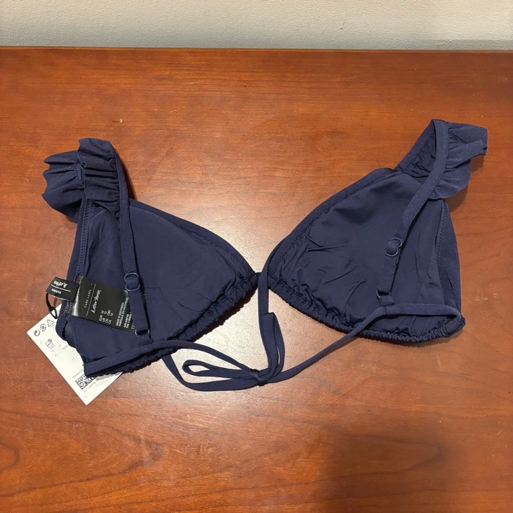 & Other Stories Ruffle Bikini Top in Navy Size 10 NWT